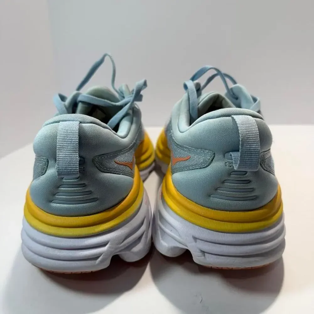 HOKA One One Bondi 8 Womens 11B Blue Yellow Running Shoes
